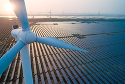 Furture alternative electricity source:windmill and solar energy-----concept of sustainable resources on a sunny day, Jiangsu,China